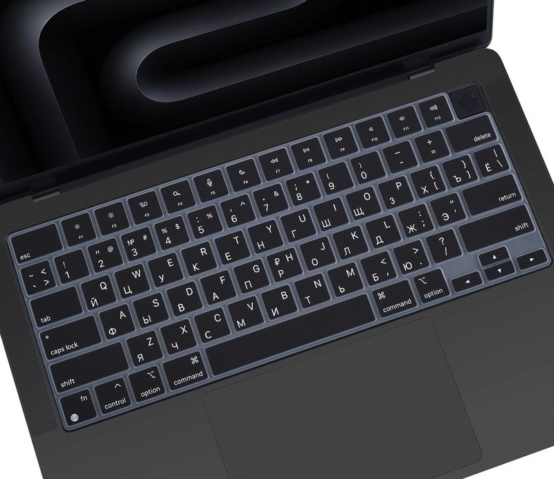 CASEDAO Russian Keyboard Cover Skin for 2025-2021 Apple MacBook Pro 14 A3434 A3112 A3401 A3185 A2992 A2918 A2442 A2779, MacBook Pro 16 A3403 A3186 A2991 A2485 A2780 M5 M4 M3 M2 M1 Pro Max Protector-Black - Image 1